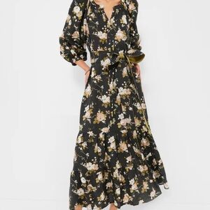 Tuckernuck Black Floral Long-Sleeve Maxi Dress